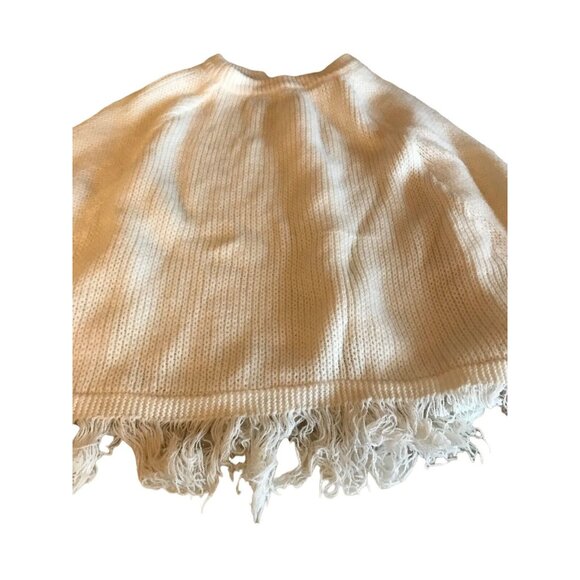 Vintage 80's May Knit White Knit Girls Poncho Shawl One Size - Picture 5 of 5